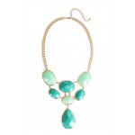 Seafoam Green Faceted Oval & Teardrop Stone Necklace